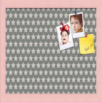 PinPix Decorative pin Cork Bulletin Board Made from Canvas, Retro Pattern Printed at 18x12 Inches and Framed in Baby Pink Stain on Beech (PinPix-385)