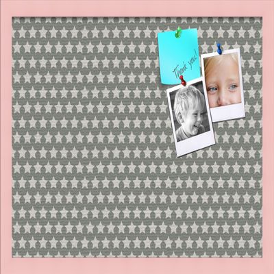 PinPix Decorative pin Cork Bulletin Board Made from Canvas, Retro Pattern Printed at 24x16 Inches and Framed in Baby Pink Stain on Beech (PinPix-385)