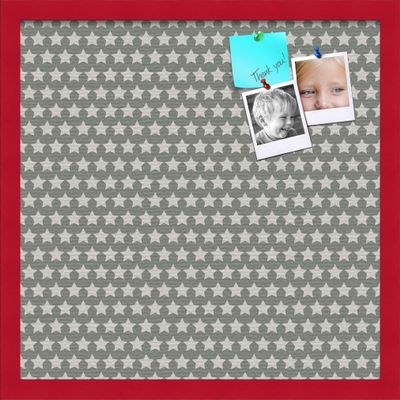 PinPix Decorative pin Cork Bulletin Board Made from self-Healing Canvas, Retro Pattern Printed at 20x20 Inches and Framed in Red Stain on Beech(WOM56673)