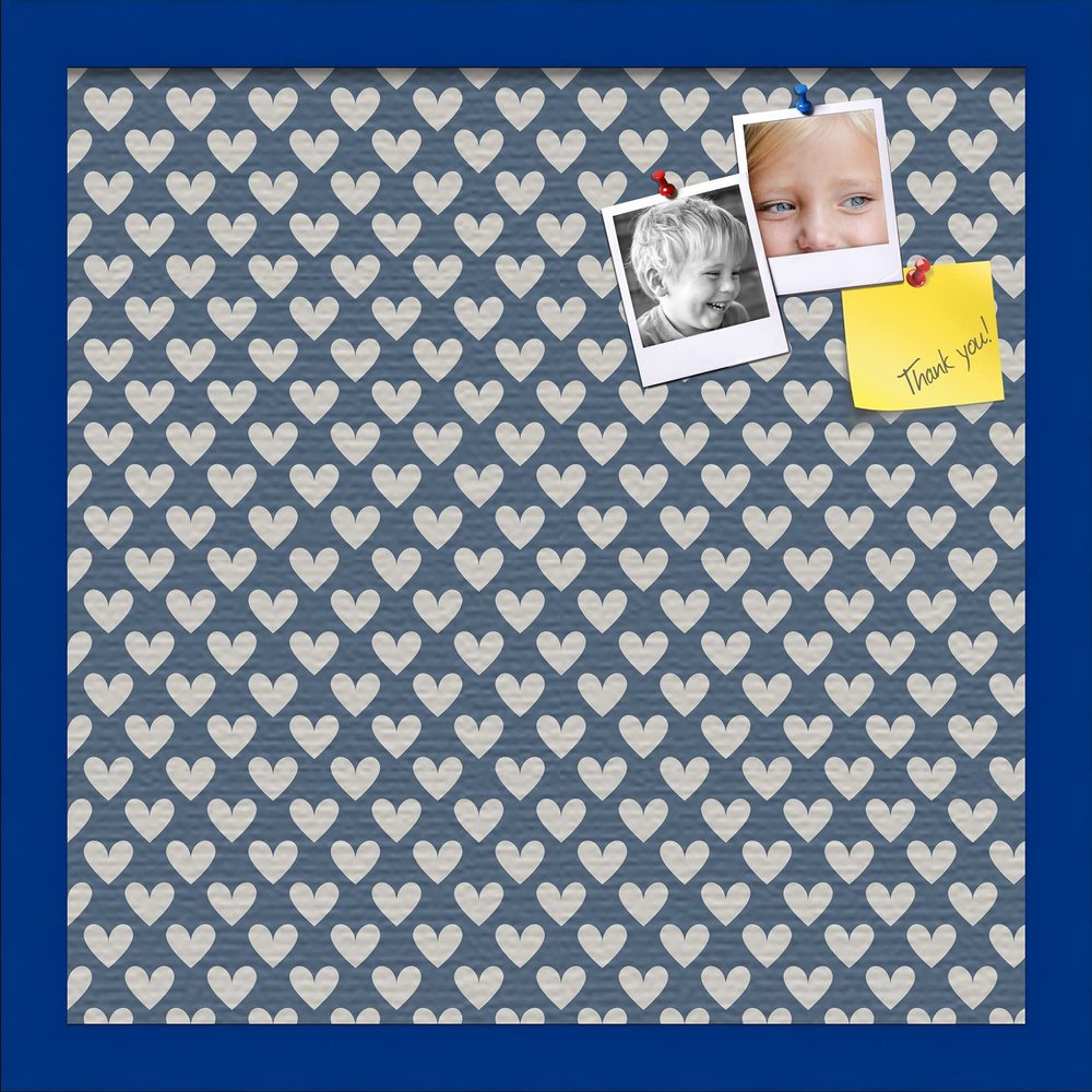 PinPix Decorative pin Cork Bulletin Board Made from Canvas, Retro Pattern Printed at 16x16 Inches and Framed in Blue Stain on Beech (PinPix-378)