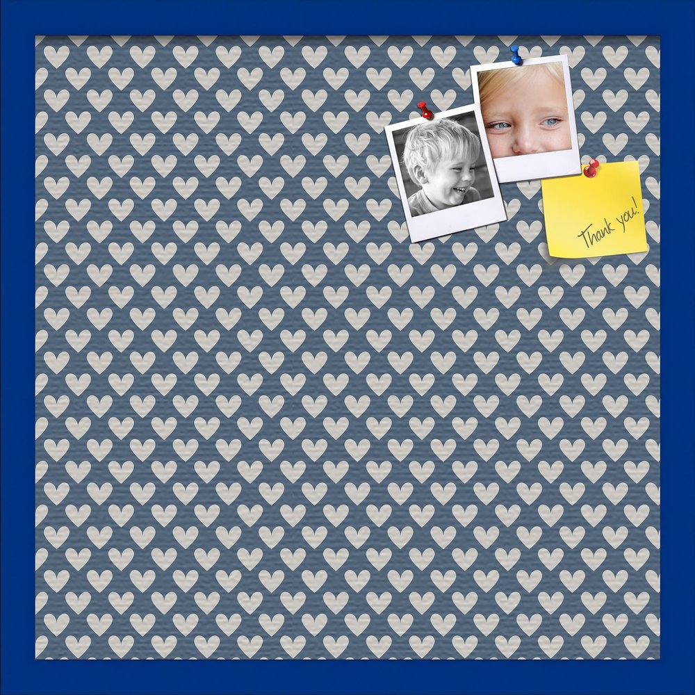PinPix Decorative pin Cork Bulletin Board Made from Canvas, Retro Pattern Printed at 20x20 Inches and Framed in Blue Stain on Beech (PinPix-378)