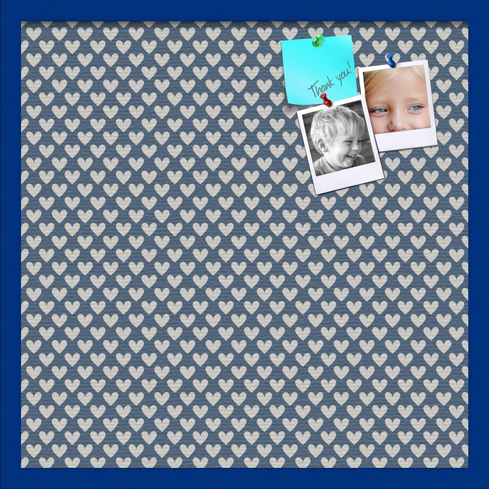 PinPix Decorative pin Cork Bulletin Board Made from Canvas, Retro Pattern Printed at 24x24 Inches and Framed in Blue Stain on Beech (PinPix-378)