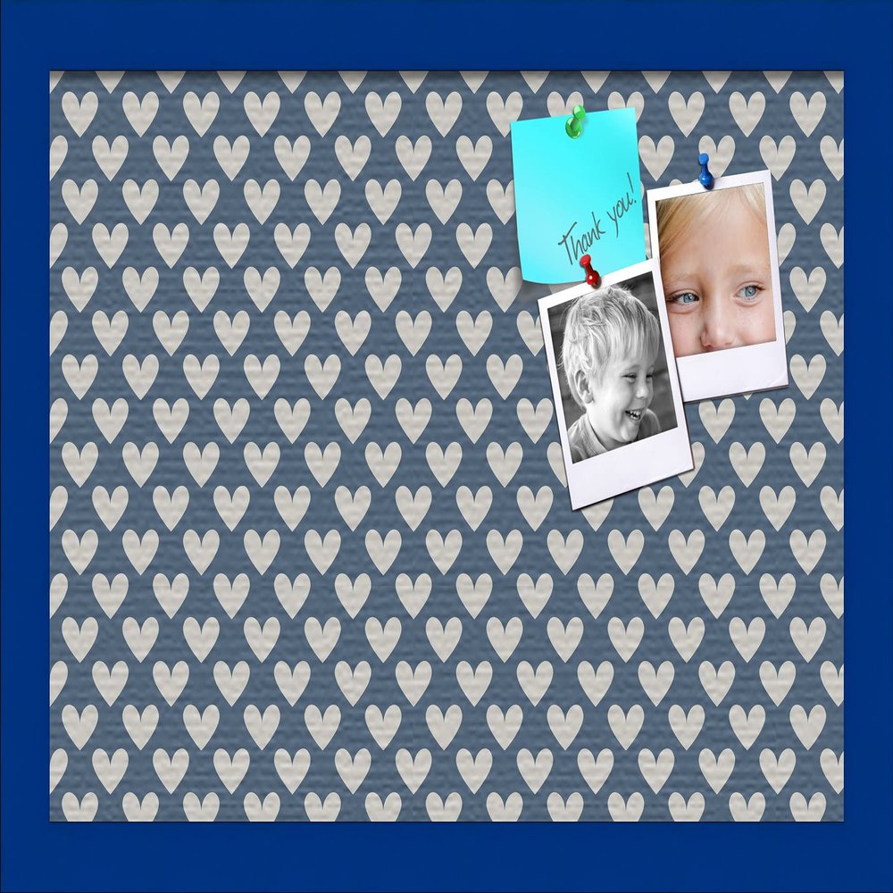 PinPix Decorative pin Cork Bulletin Board Made from Canvas, Retro Pattern Printed at 18x12 Inches and Framed in Blue Stain on Beech (PinPix-378)