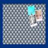 PinPix Decorative pin Cork Bulletin Board Made from Canvas, Retro Pattern Printed at 18x12 Inches and Framed in Blue Stain on Beech (PinPix-378) view 1