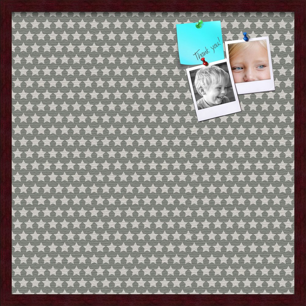 PinPix Decorative pin Cork Bulletin Board Made from self-Healing Canvas, Retro Pattern Printed at 24x24 Inches and Framed in Classic Mahogany Frame(WOM59504)