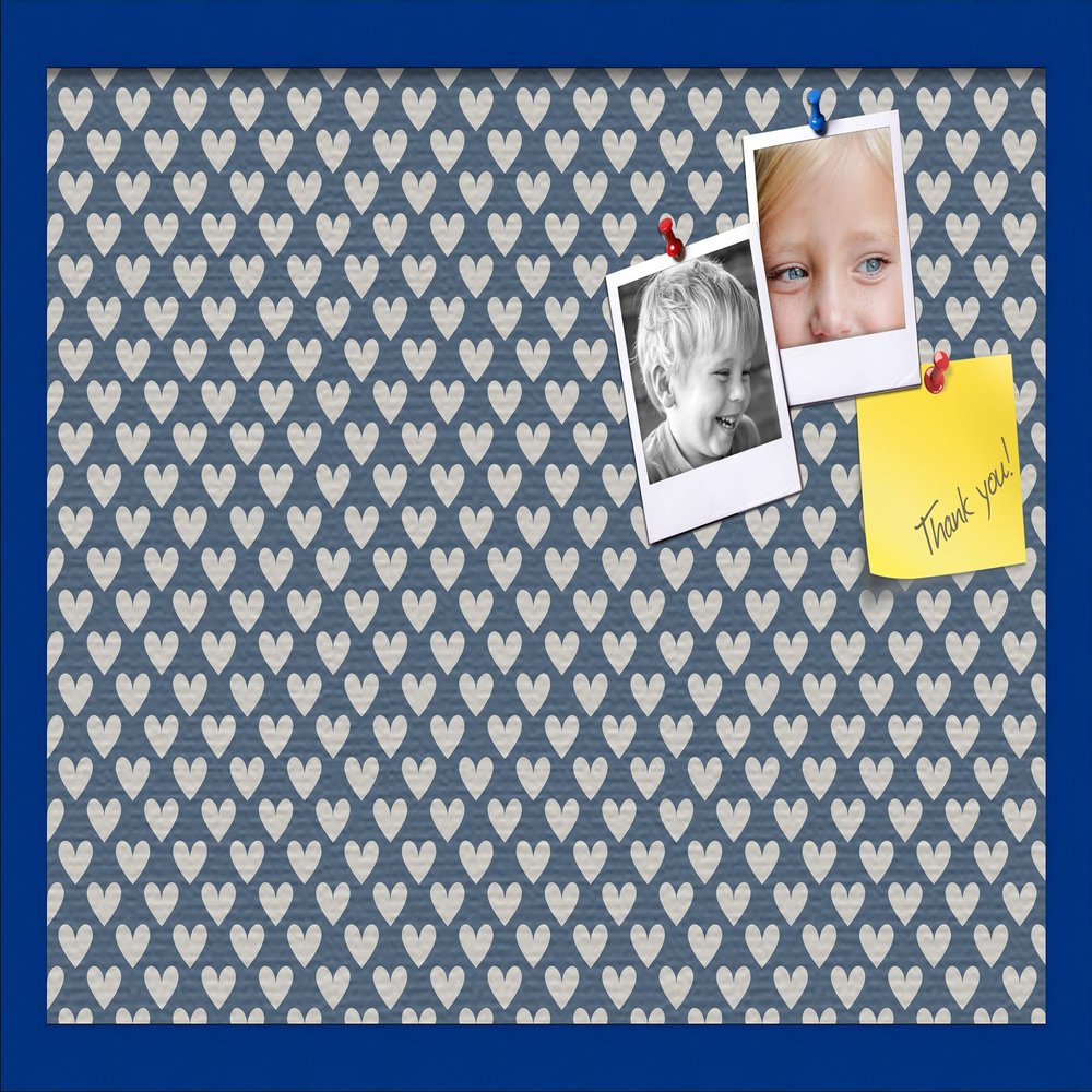 PinPix Decorative pin Cork Bulletin Board Made from Canvas, Retro Pattern Printed at 24x16 Inches and Framed in Blue Stain on Beech (PinPix-378)