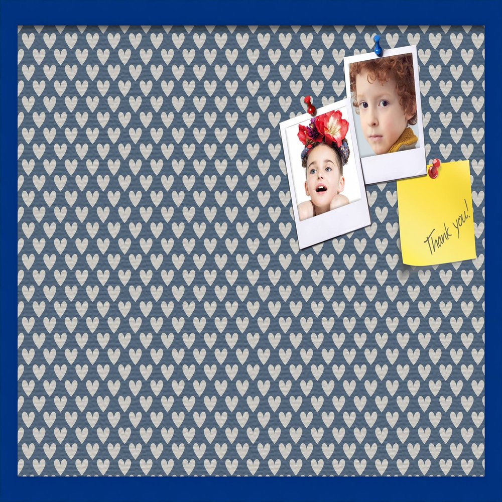 PinPix Decorative pin Cork Bulletin Board Made from Canvas, Retro Pattern Printed at 30x20 Inches and Framed in Blue Stain on Beech (PinPix-378)