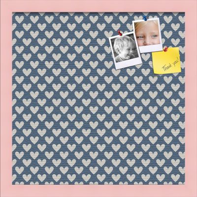 PinPix Decorative pin Cork Bulletin Board Made from Canvas, Retro Pattern Printed at 16x16 Inches and Framed in Baby Pink Stain on Beech (PinPix-378)