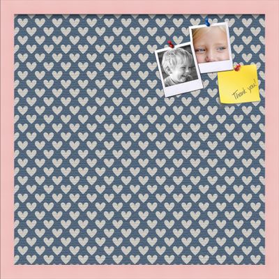 PinPix Decorative pin Cork Bulletin Board Made from Canvas, Retro Pattern Printed at 20x20 Inches and Framed in Baby Pink Stain on Beech (PinPix-378)