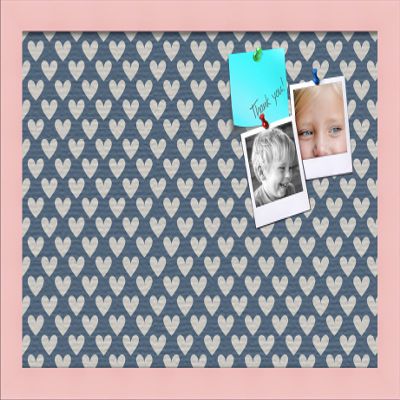 PinPix Decorative pin Cork Bulletin Board Made from Canvas, Retro Pattern Printed at 18x12 Inches and Framed in Baby Pink Stain on Beech (PinPix-378)