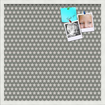 PinPix Decorative pin Cork Bulletin Board Made from self-Healing Canvas, Retro Pattern Printed at 24x24 Inches and Framed in Satin White Frame(WOM59504)