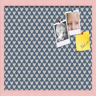 PinPix Decorative pin Cork Bulletin Board Made from Canvas, Retro Pattern Printed at 24x16 Inches and Framed in Baby Pink Stain on Beech (PinPix-378)