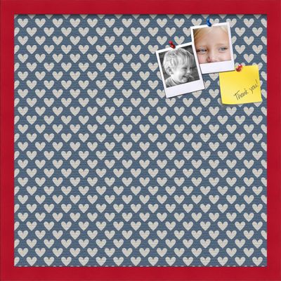 PinPix Decorative pin Cork Bulletin Board Made from self-Healing Canvas, Retro Pattern Printed at 20x20 Inches and Framed in Red Stain on Beech(WOM56673)