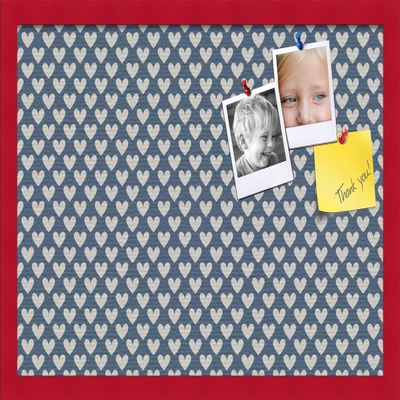 PinPix Decorative pin Cork Bulletin Board Made from self-Healing Canvas, Retro Pattern Printed at 24x16 Inches and Framed in Red Stain on Beech(WOM56673)