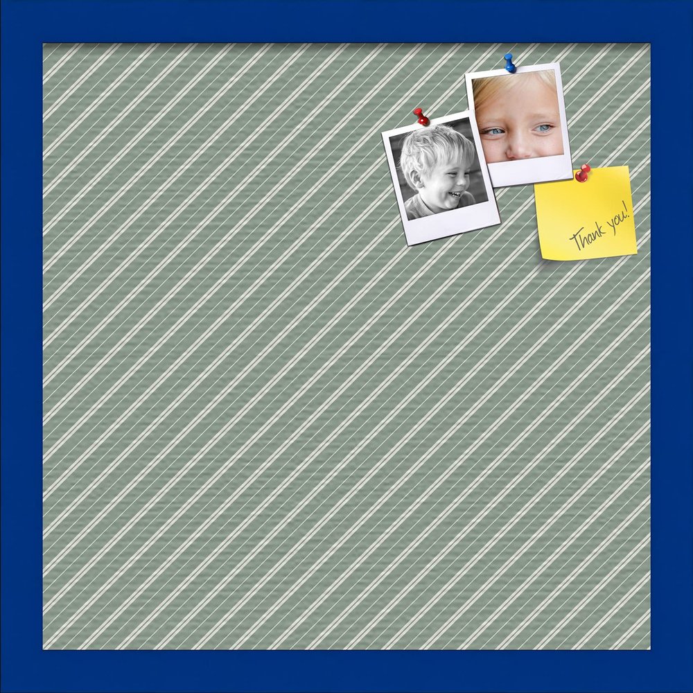 PinPix Decorative pin Cork Bulletin Board Made from Canvas, Retro Pattern Printed at 16x16 Inches and Framed in Blue Stain on Beech (PinPix-386)