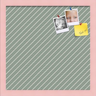 PinPix Decorative pin Cork Bulletin Board Made from Canvas, Retro Pattern Printed at 16x16 Inches and Framed in Baby Pink Stain on Beech (PinPix-386)