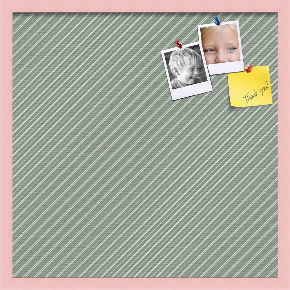 PinPix Decorative pin Cork Bulletin Board Made from Canvas, Retro Pattern Printed at 24x24 Inches and Framed in Baby Pink Stain on Beech (PinPix-386)