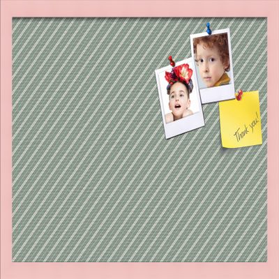 PinPix Decorative pin Cork Bulletin Board Made from Canvas, Retro Pattern Printed at 24x16 Inches and Framed in Baby Pink Stain on Beech (PinPix-386)