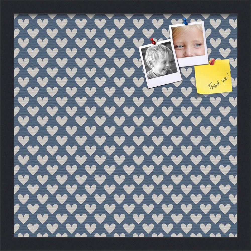 PinPix Decorative pin Cork Bulletin Board Made from Canvas, Retro Pattern Printed at 16x16 Inches and Framed in Satin Black (PinPix-378)