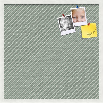 PinPix Decorative pin Cork Bulletin Board Made from self-Healing Canvas, Retro Pattern Printed at 24x24 Inches and Framed in Satin White Frame(WOM59504)