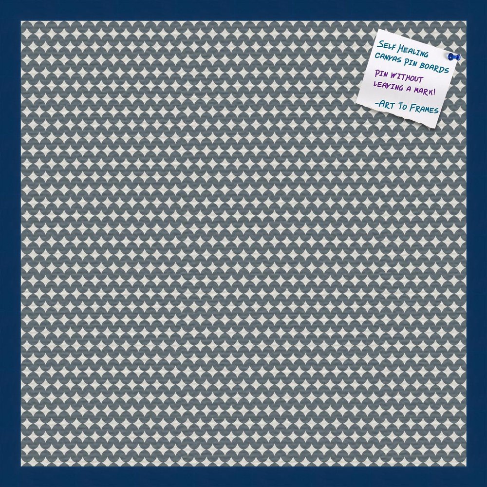 PinPix Decorative pin Cork Bulletin Board Made from Canvas, Retro Pattern Printed at 24x24 Inches and Framed in Blue Stain on Beech (PinPix-382)