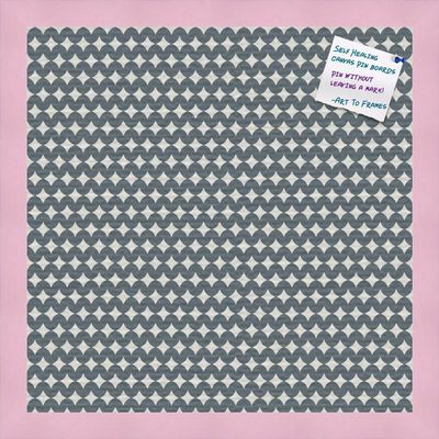 PinPix Decorative pin Cork Bulletin Board Made from Canvas, Retro Pattern Printed at 16x16 Inches and Framed in Baby Pink Stain on Beech (PinPix-382)