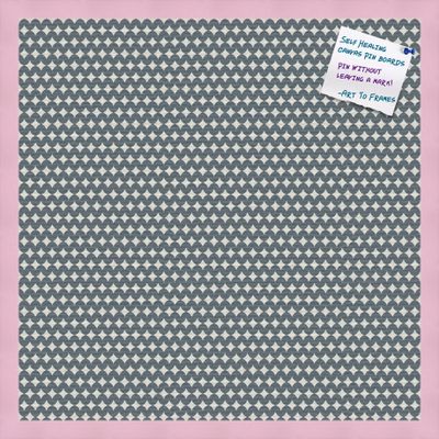 PinPix Decorative pin Cork Bulletin Board Made from Canvas, Retro Pattern Printed at 24x24 Inches and Framed in Baby Pink Stain on Beech (PinPix-382)