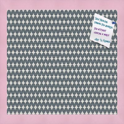 PinPix Decorative pin Cork Bulletin Board Made from Canvas, Retro Pattern Printed at 18x12 Inches and Framed in Baby Pink Stain on Beech (PinPix-382)