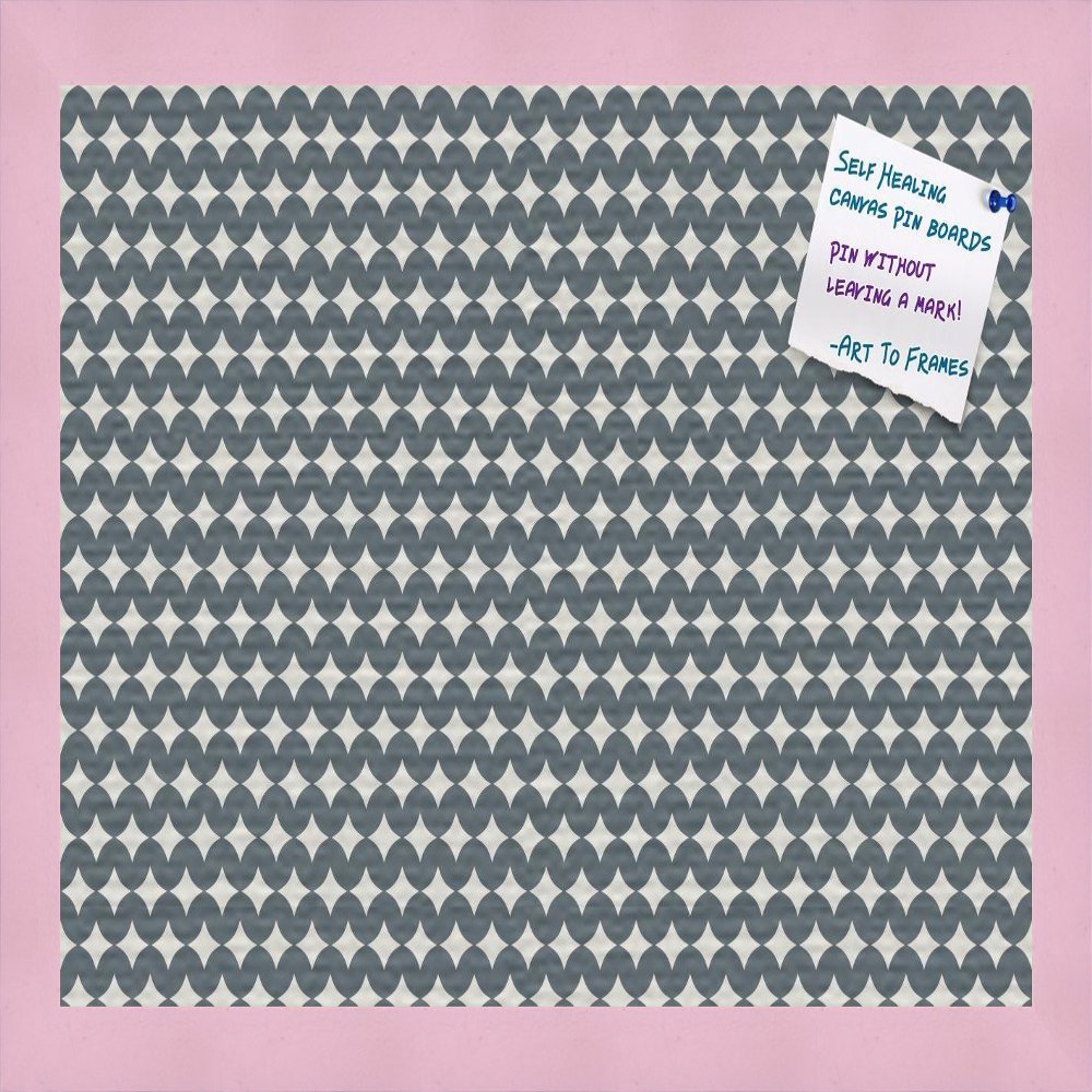 PinPix Decorative pin Cork Bulletin Board Made from Canvas, Retro Pattern Printed at 18x12 Inches and Framed in Baby Pink Stain on Beech (PinPix-382)