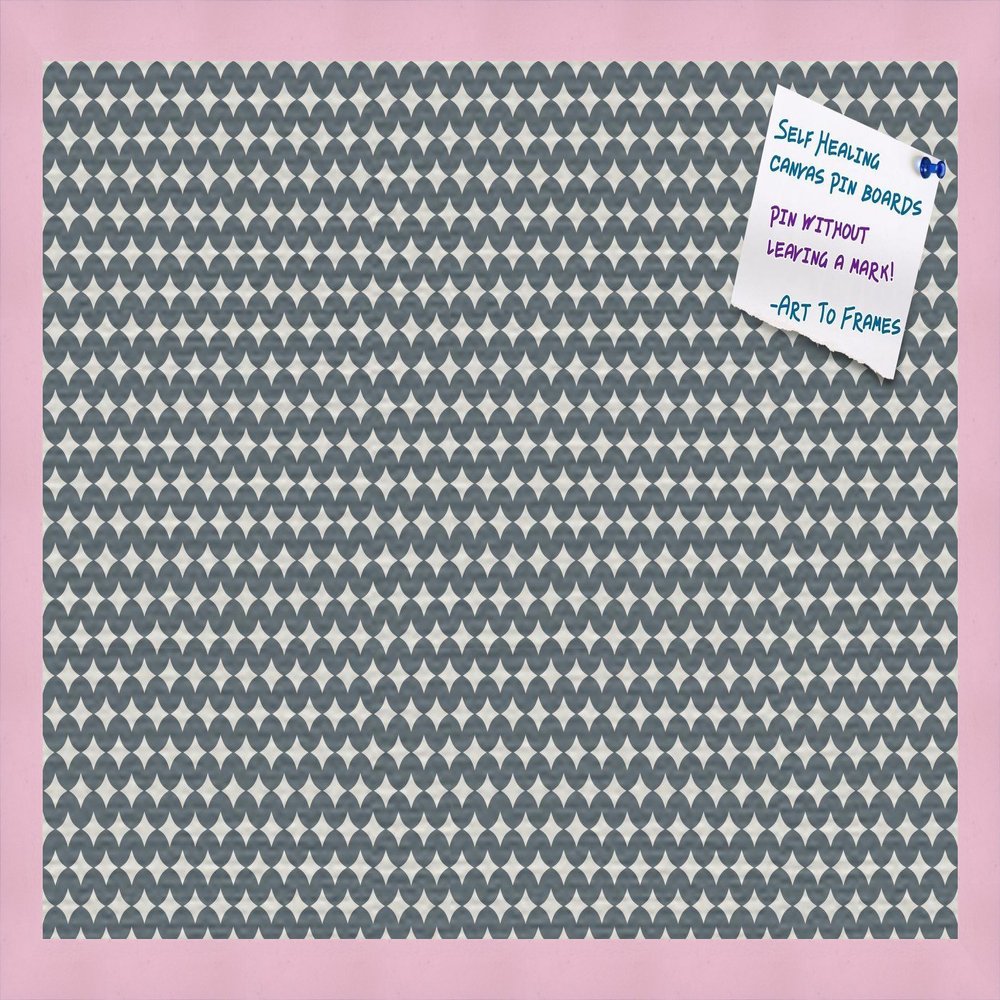 PinPix Decorative pin Cork Bulletin Board Made from Canvas, Retro Pattern Printed at 24x16 Inches and Framed in Baby Pink Stain on Beech (PinPix-382)