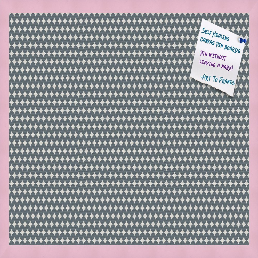 PinPix Decorative pin Cork Bulletin Board Made from Canvas, Retro Pattern Printed at 30x20 Inches and Framed in Baby Pink Stain on Beech (PinPix-382)