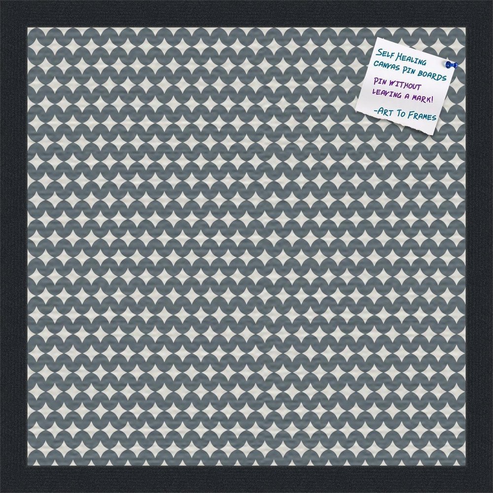 PinPix Decorative pin Cork Bulletin Board Made from Canvas, Retro Pattern Printed at 16x16 Inches and Framed in Satin Black (PinPix-382)