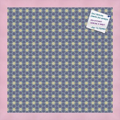 PinPix Decorative pin Cork Bulletin Board Made from Canvas, Classic Pattern Printed at 16x16 Inches and Framed in Baby Pink Stain on Beech (PinPix-402)
