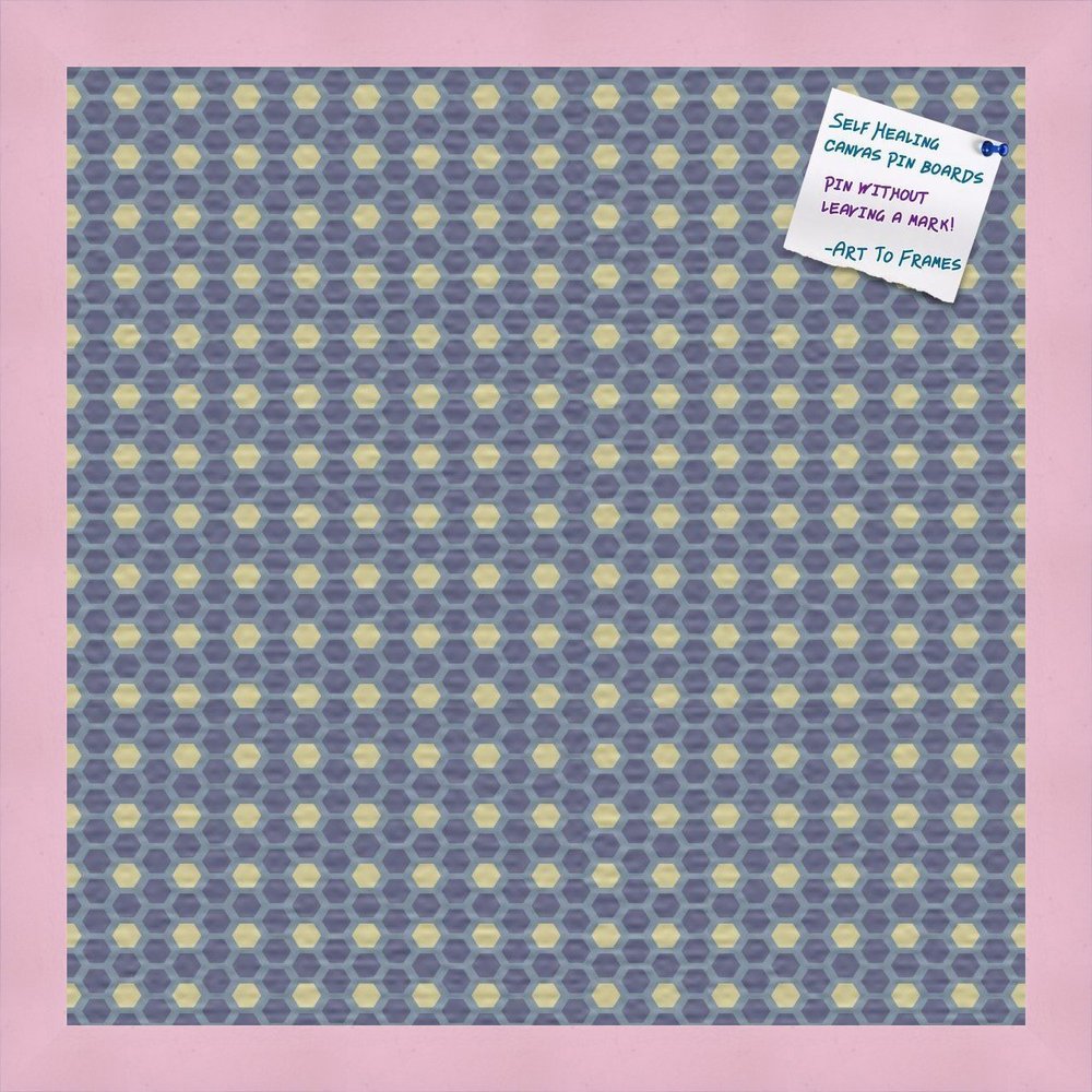 PinPix Decorative pin Cork Bulletin Board Made from Canvas, Classic Pattern Printed at 16x16 Inches and Framed in Baby Pink Stain on Beech (PinPix-402)