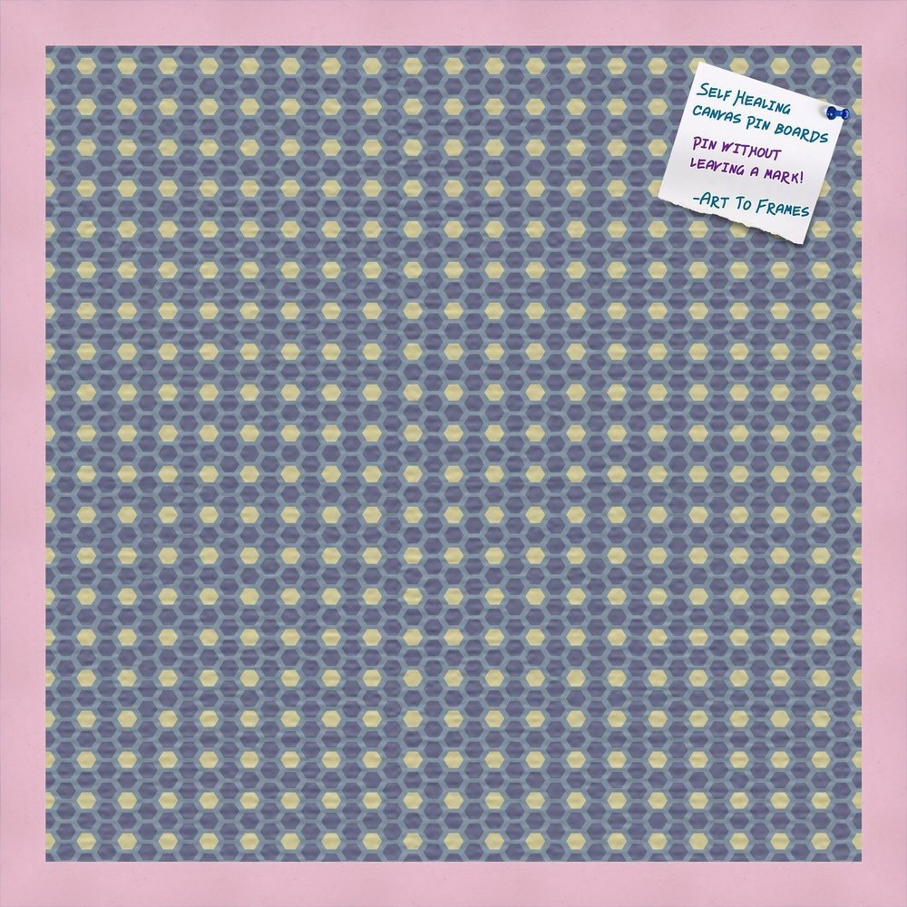PinPix Decorative pin Cork Bulletin Board Made from Canvas, Classic Pattern Printed at 20x20 Inches and Framed in Baby Pink Stain on Beech (PinPix-402)
