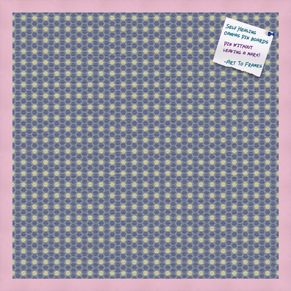 PinPix Decorative pin Cork Bulletin Board Made from Canvas, Classic Pattern Printed at 24x24 Inches and Framed in Baby Pink Stain on Beech (PinPix-402)