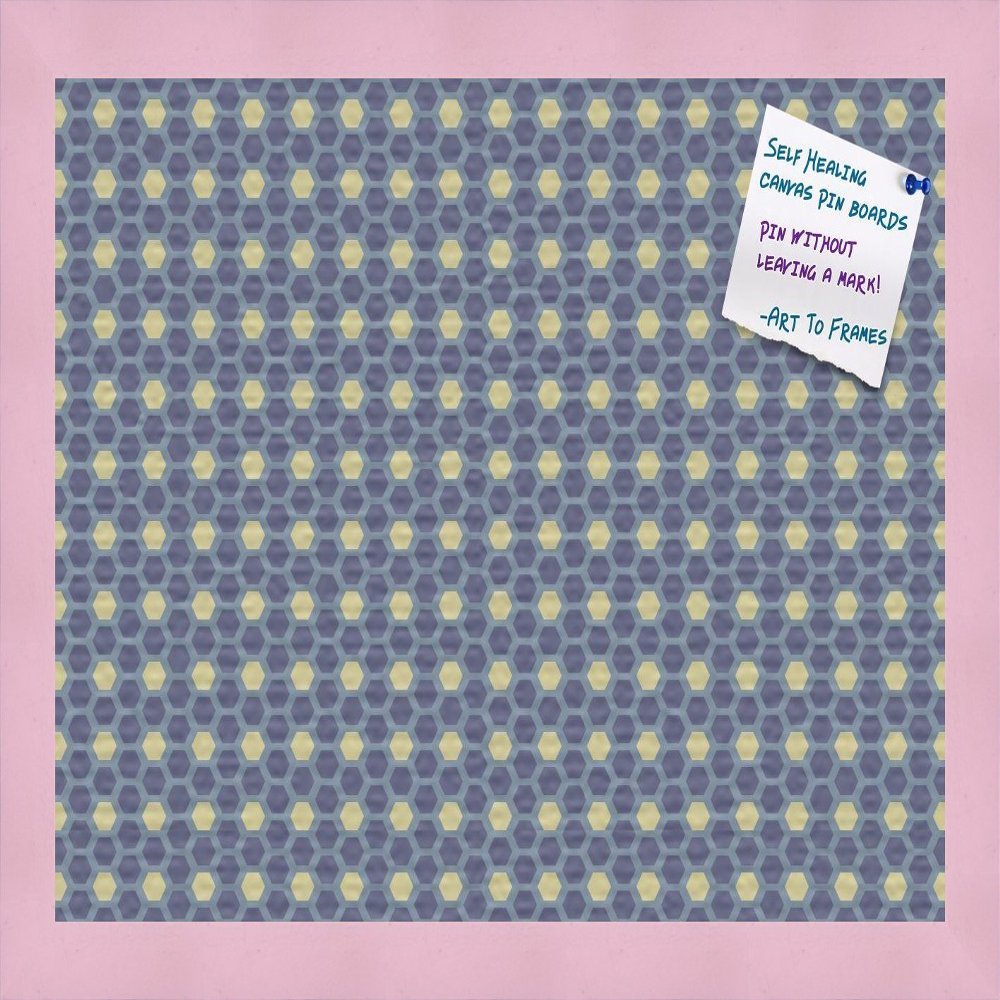 PinPix Decorative pin Cork Bulletin Board Made from Canvas, Classic Pattern Printed at 18x12 Inches and Framed in Baby Pink Stain on Beech (PinPix-402)