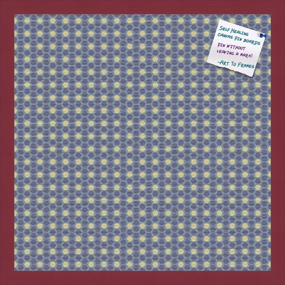 PinPix Decorative pin Cork Bulletin Board Made from self-Healing Canvas, Classic Pattern Printed at 20x20 Inches and Framed in Red Stain on Beech(WOM56673)