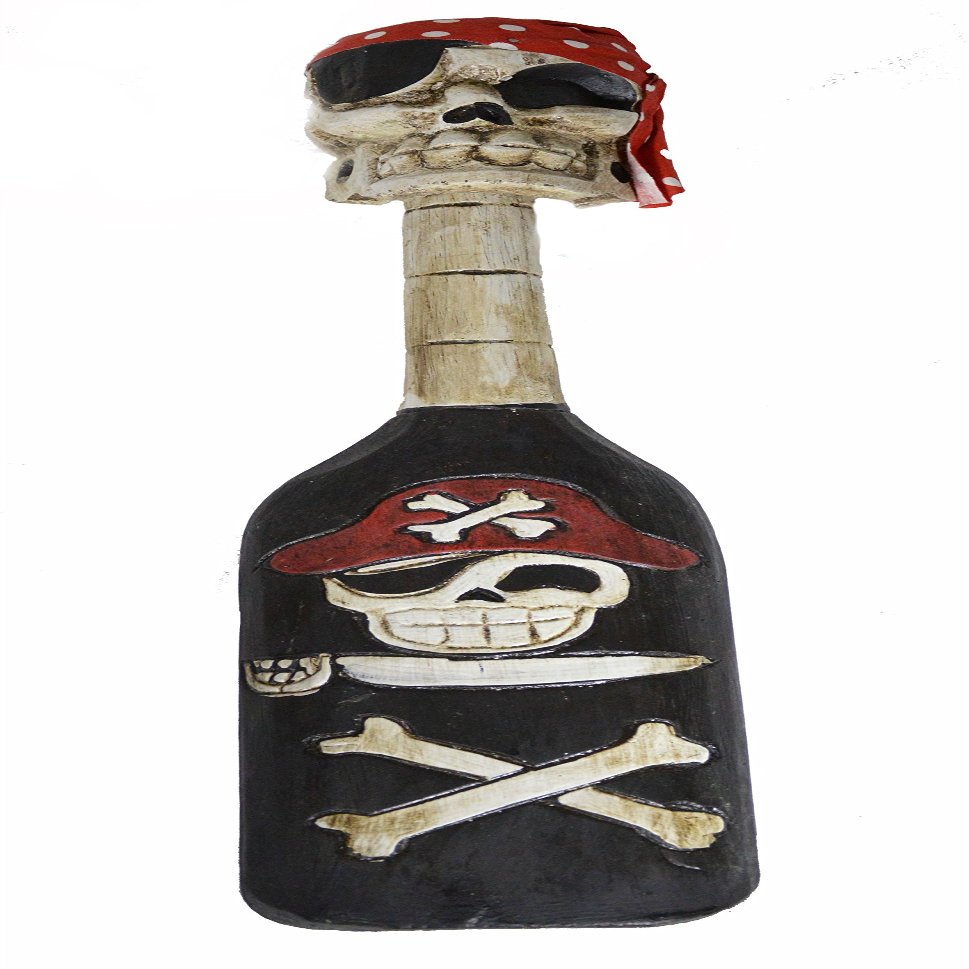 PIRATE BONES BLOOD KNIFE SKULL SKELETON WOOD CARVING PADDLE OAR