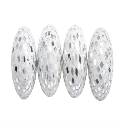 Deco 79 Glass Handmade Mosaic Decorative Ball Orbs & Vase Filler, Set of 4 4"D, White