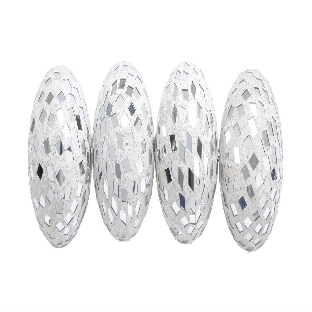 Deco 79 Glass Handmade Mosaic Decorative Ball Orbs & Vase Filler, Set of 4 4"D, White