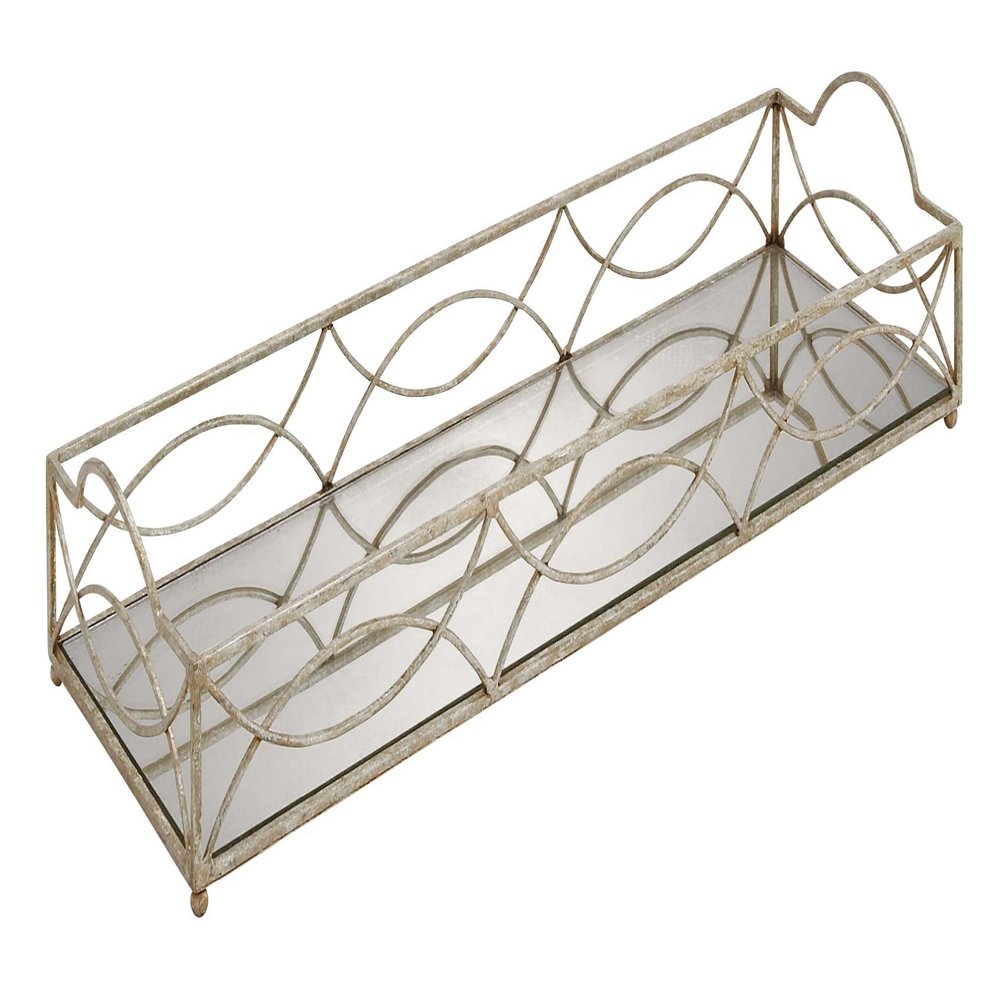 Deco 79 Metal Mirror, Tray, 18 by 3"