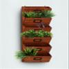 Deco 79 Wood Rectangle Magazine Rack Holder with Suspended Baskets and Label Slot, 3" x 12" x 36", Brown view 3