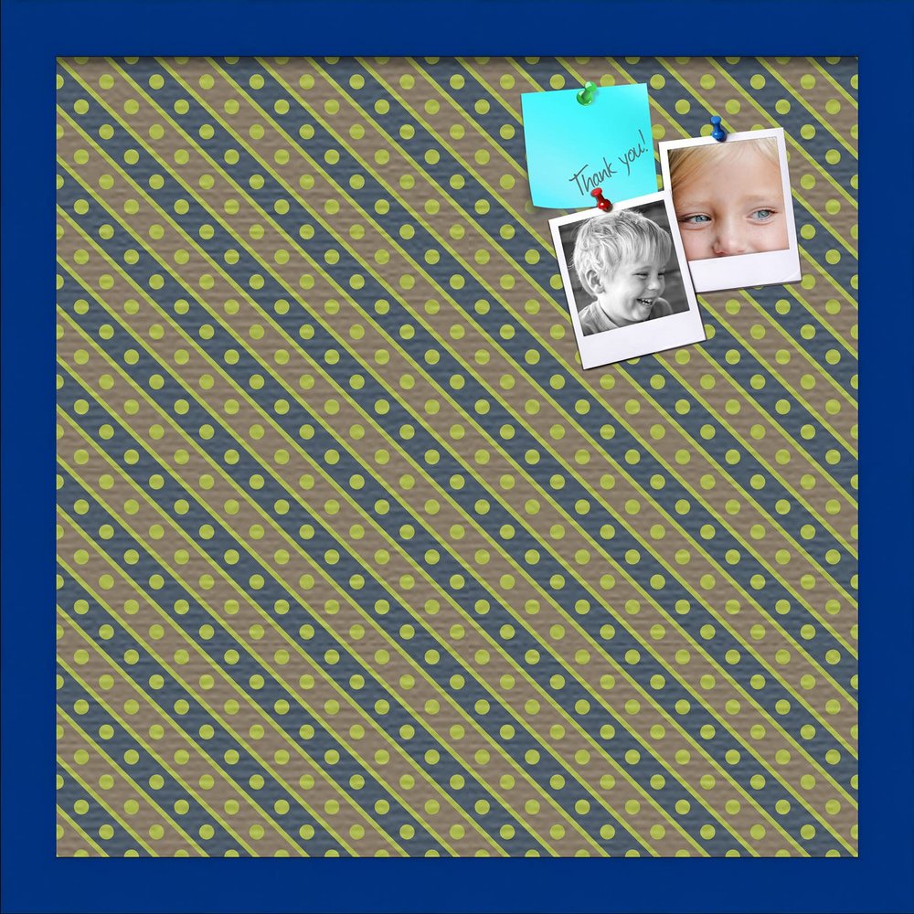PinPix Decorative pin Cork Bulletin Board Made from Canvas, Bright Pattern Printed at 16x16 Inches and Framed in Blue Stain on Beech (PinPix-434)