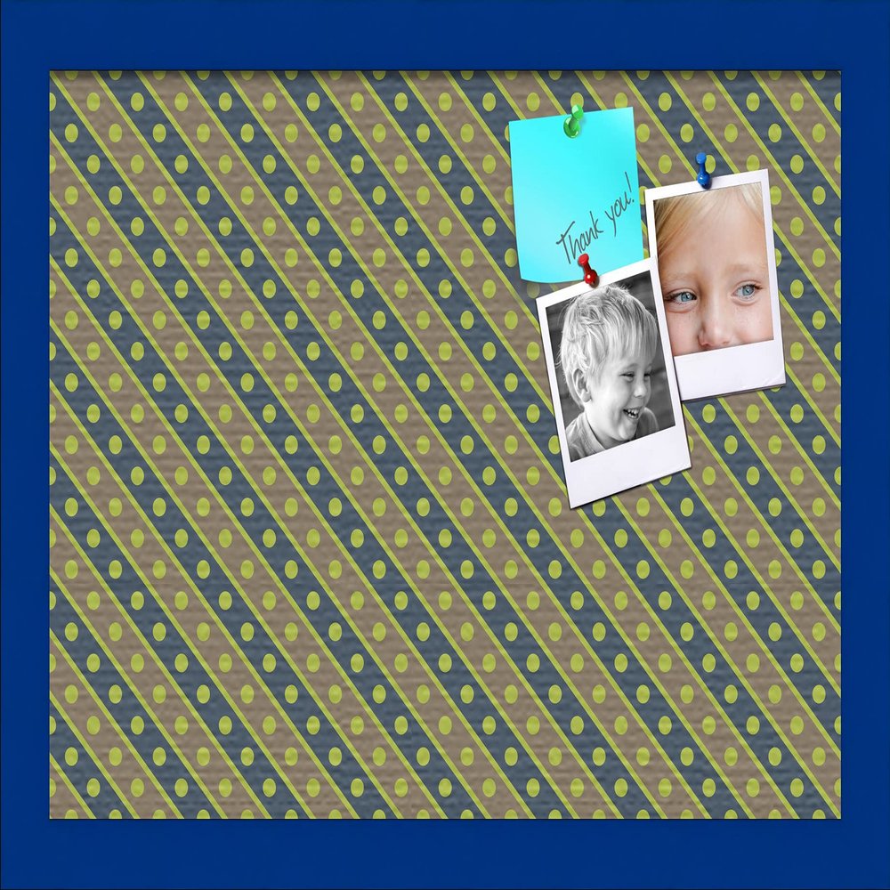 PinPix Decorative pin Cork Bulletin Board Made from Canvas, Bright Pattern Printed at 18x12 Inches and Framed in Blue Stain on Beech (PinPix-434)
