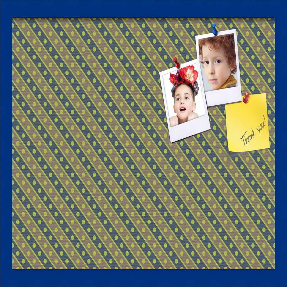 PinPix Decorative pin Cork Bulletin Board Made from Canvas, Bright Pattern Printed at 24x16 Inches and Framed in Blue Stain on Beech (PinPix-434)