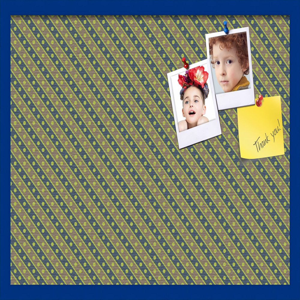 PinPix Decorative pin Cork Bulletin Board Made from Canvas, Bright Pattern Printed at 30x20 Inches and Framed in Blue Stain on Beech (PinPix-434)