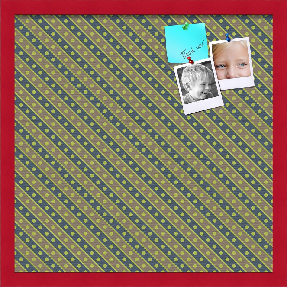 PinPix Decorative pin Cork Bulletin Board Made from self-Healing Canvas, Bright Pattern Printed at 20x20 Inches and Framed in Red Stain on Beech(WOM56673)