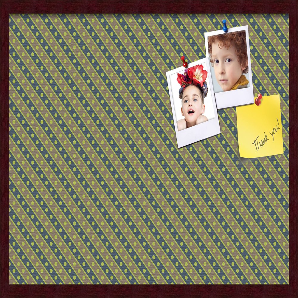 PinPix Decorative pin Cork Bulletin Board Made from self-Healing Canvas, Bright Pattern Printed at 30x20 Inches and Framed in Classic Mahogany Frame(WOM59504)