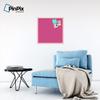 ArtToFrames 24x24 Inch Custom Cork Bulletin Board. This Colorful Pattern Pin Board Comes Has a Fabric Style Canvas Finish, in a Baby Pink on Beech Frame (PinPix-450-24x24_0066-81792-YPNK) view 4
